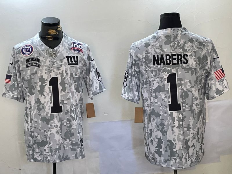Men New York Giants #1 Nabers Nike Arctic Camo 2024 Salute to Service Limited NFL Jersey style 4->new york giants->NFL Jersey